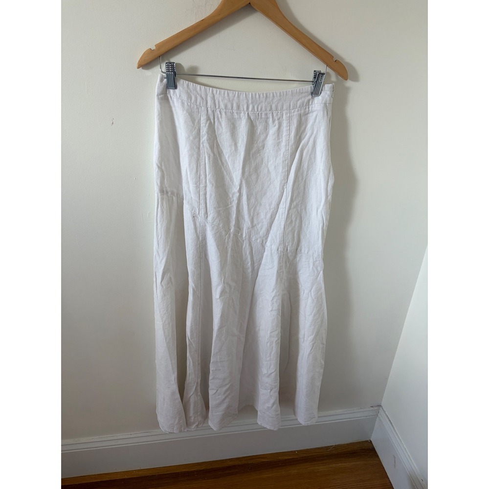 ASOS White Linen Maxi Skirt High Waisted Flared Mermaid Long Summer US 8